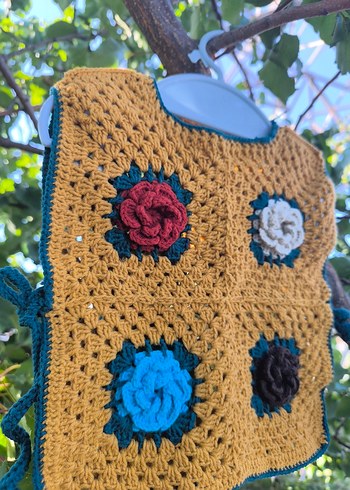 El örgüsü Sarı  Çicekli Bebek Süveteri - Görsel 2