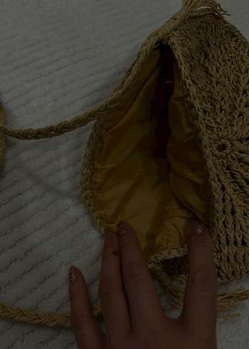 Bej Örgü Bohem Kadın Çapraz Çanta - Görsel 2