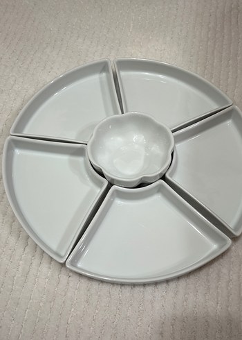 Beyaz Modern Seramik Servis Tabağı Seti - Görsel 2