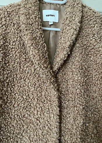 Bej Peluş Kadın Midi Kaban - Görsel 3