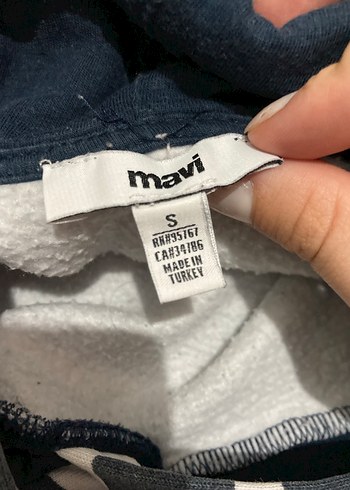 Mavi Mavi Çizgili Kapüşonlu Kadın Sweatshirt