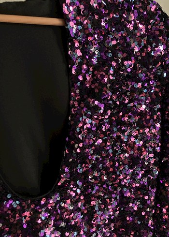 s Beden mor Renk ZARA payetli crop bluz