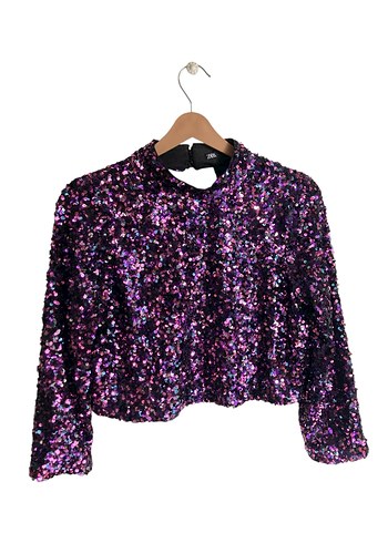 ZARA payetli crop bluz