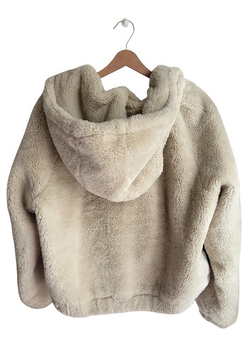 Pull and Bear Pull and bear Kapüşonlu Bej Peluş Kadın kürk