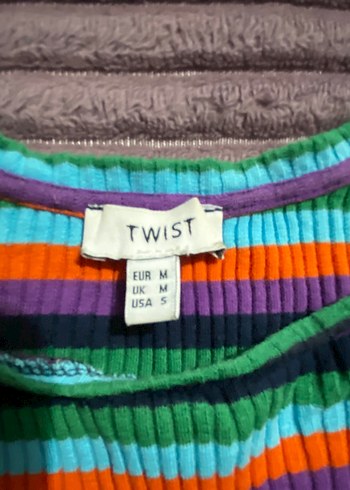 Twist Çok Renkli Çizgili Kadın Triko Bluz
