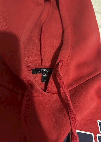 Kırmızı Kapüşonlu Kadın Sweatshirt MAVİ - Görsel 2