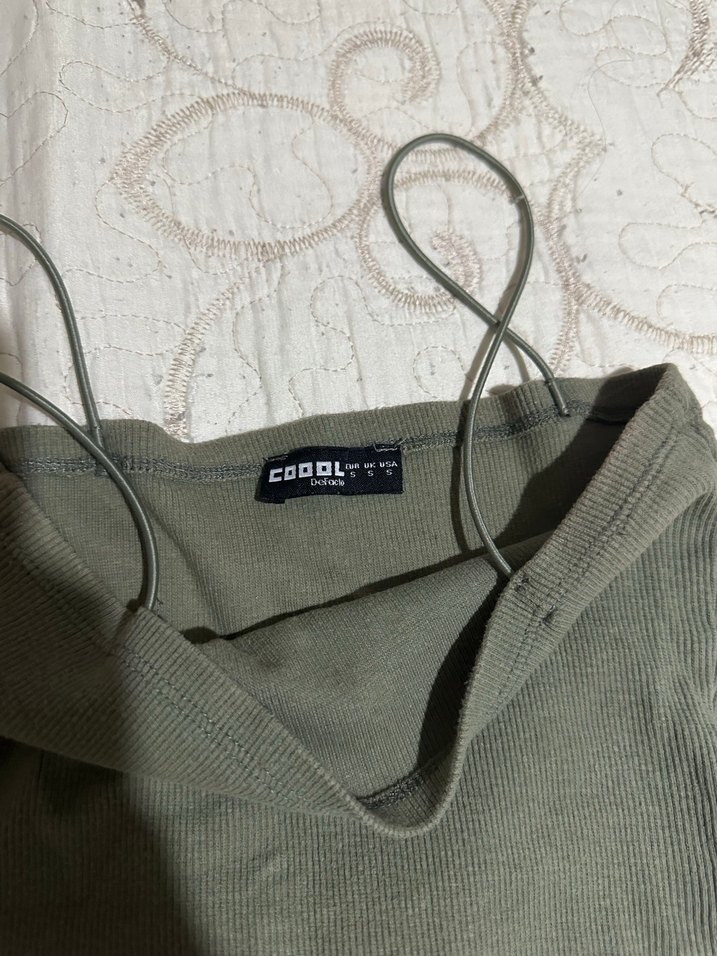 Kadın Haki İnce Askılı Mini Atlet - Görsel 2