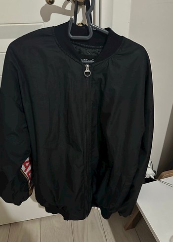 Siyah Baskılı Fermuarlı kadın Ceket - Görsel 2