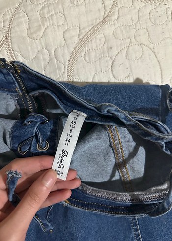 Lacivert İpli Midi Kot Elbise - Görsel 3