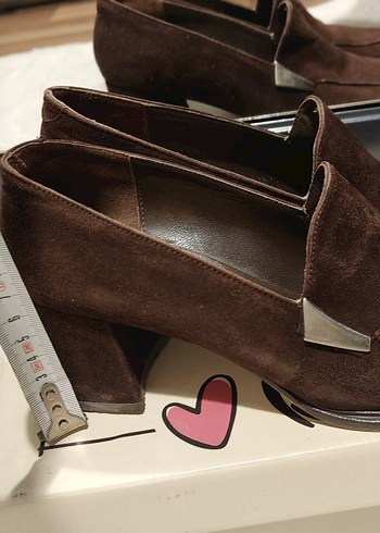 Kahverengi Süet Hakiki Deri Klasik/Vintage Topuklu Ayakkabı - Görsel 2