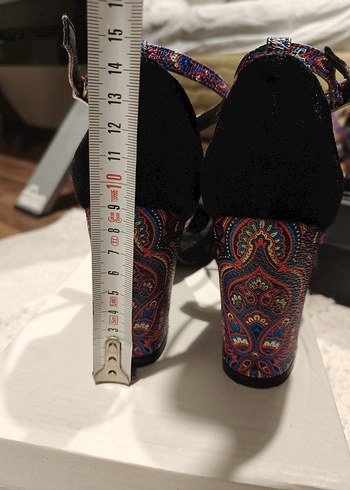 37 Numara Bohem Çok Renkli Tokalı Topuklu Kadın Ayakkabı - Görsel 3