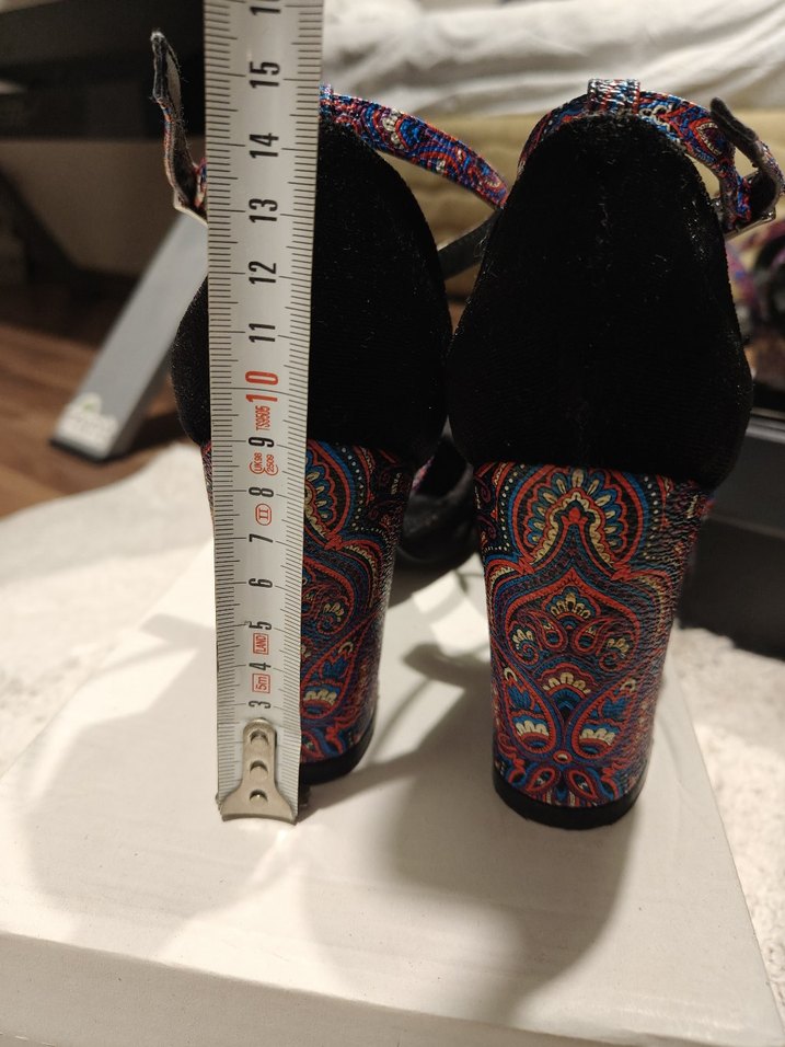 37 Numara Bohem Çok Renkli Tokalı Topuklu Kadın Ayakkabı - Görsel 3