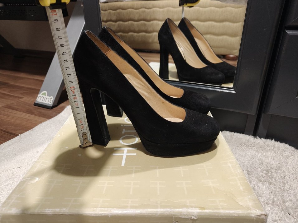 Hotiç 38 Numara Siyah Hakiki Deri Süet Platform Topuklu Ayakkabı - Görsel 2
