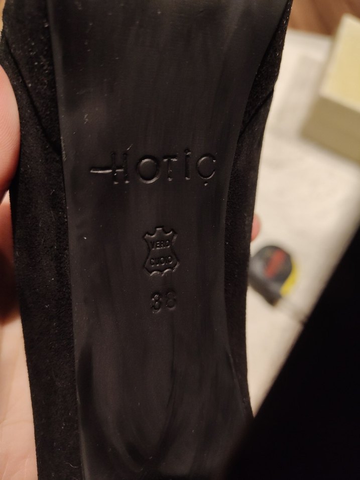 Hotiç 38 Numara Siyah Hakiki Deri Süet Platform Topuklu Ayakkabı - Görsel 5