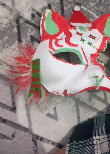 Renkli Nakışlı Kürklü Therian maskesi - Görsel 3