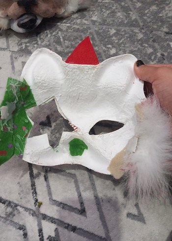 Renkli Nakışlı Kürklü Therian maskesi - Görsel 4