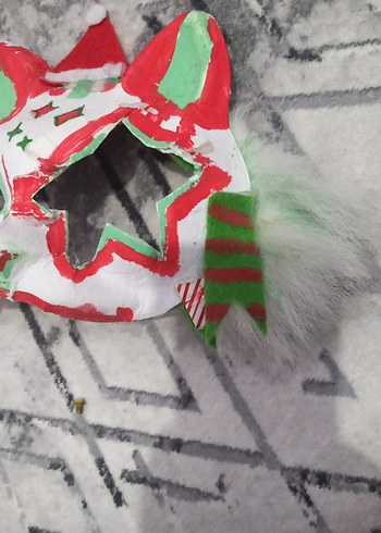 Renkli Nakışlı Kürklü Therian maskesi - Görsel 2