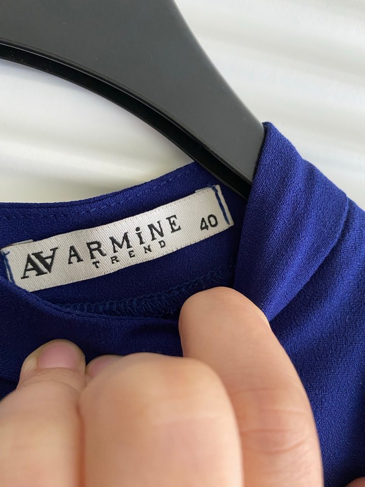 Uzun, Fırfırlı Mavi Kadın Elbise - Görsel 3