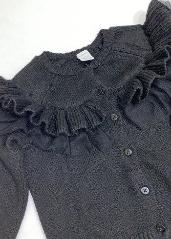 Kız Çocuk Siyah Nakışlı Triko Hırka - Görsel 2