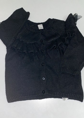 Kız Çocuk Siyah Nakışlı Triko Hırka - Görsel 4