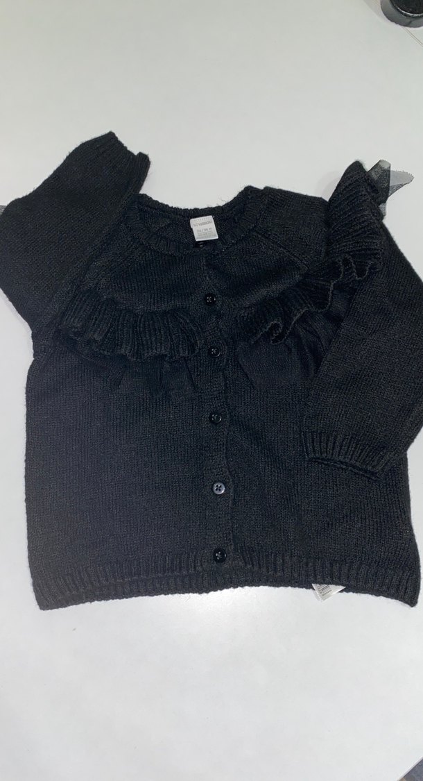 Kız Çocuk Siyah Nakışlı Triko Hırka - Görsel 4