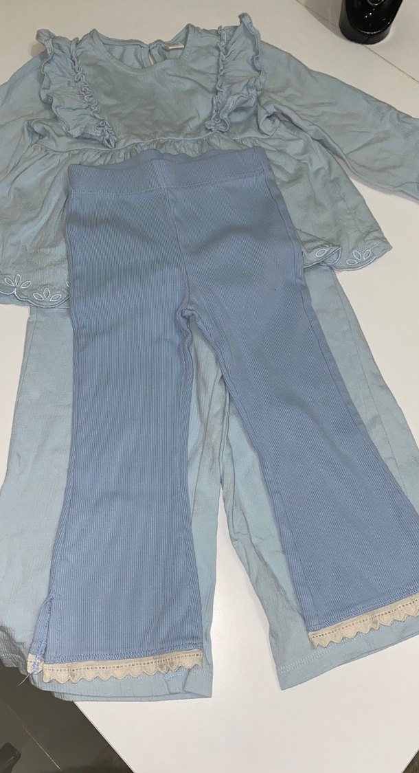 Mavi Bebek Kız Uzun Kollu Fırfırlı Takım - Görsel 4