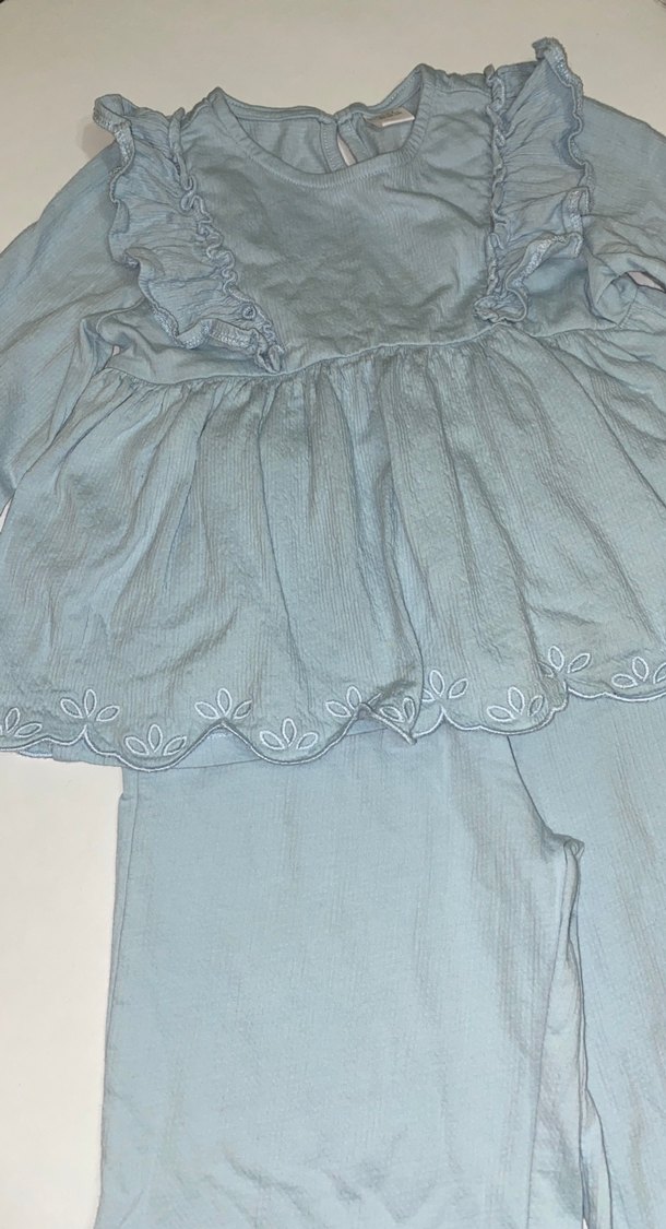 Mavi Bebek Kız Uzun Kollu Fırfırlı Takım - Görsel 2