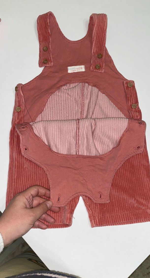 Pembe Kadife Kız Salopet - Görsel 4