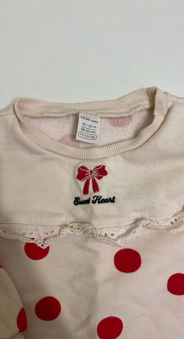 Kız Çocuk Kırmızı Puantiyeli Sweatshirt - Görsel 2