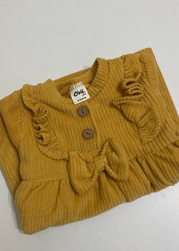 Uzun Kollu fitilli Kız Çocuk Elbise - Görsel 5