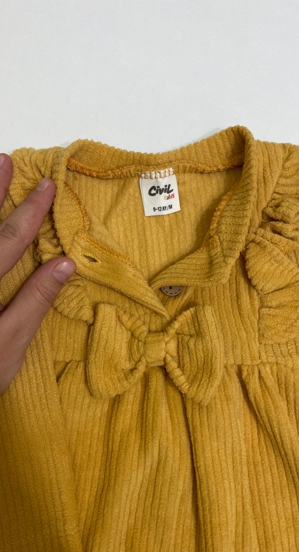 Uzun Kollu fitilli Kız Çocuk Elbise - Görsel 3