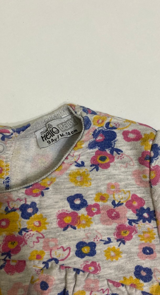 Çiçek Desenli Uzun Kollu Kız Elbisesi - Görsel 2