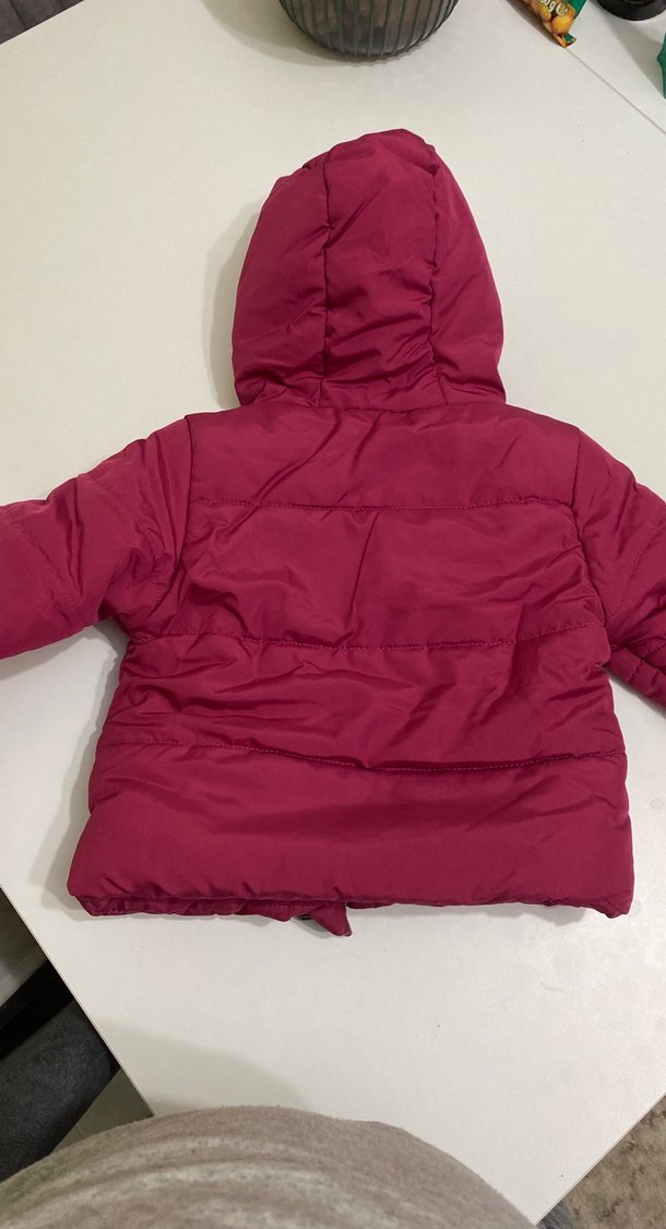 Bordo Kız Çocuk Kapüşonlu Fermuarlı Mont - Görsel 3