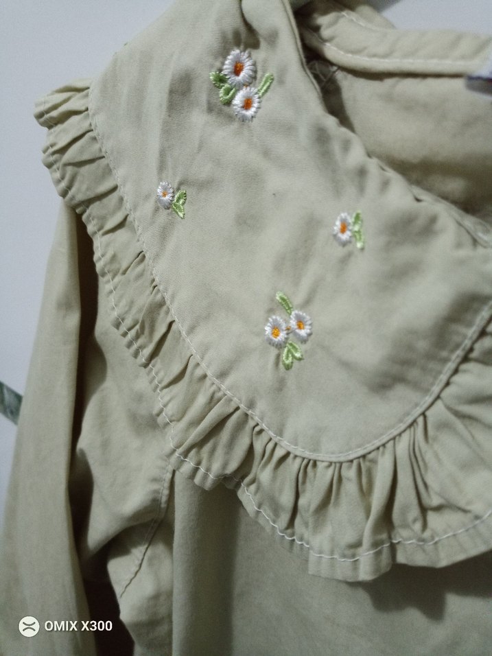 Nakışlı Bej Kız Çocuk Keten Bluz - Görsel 3