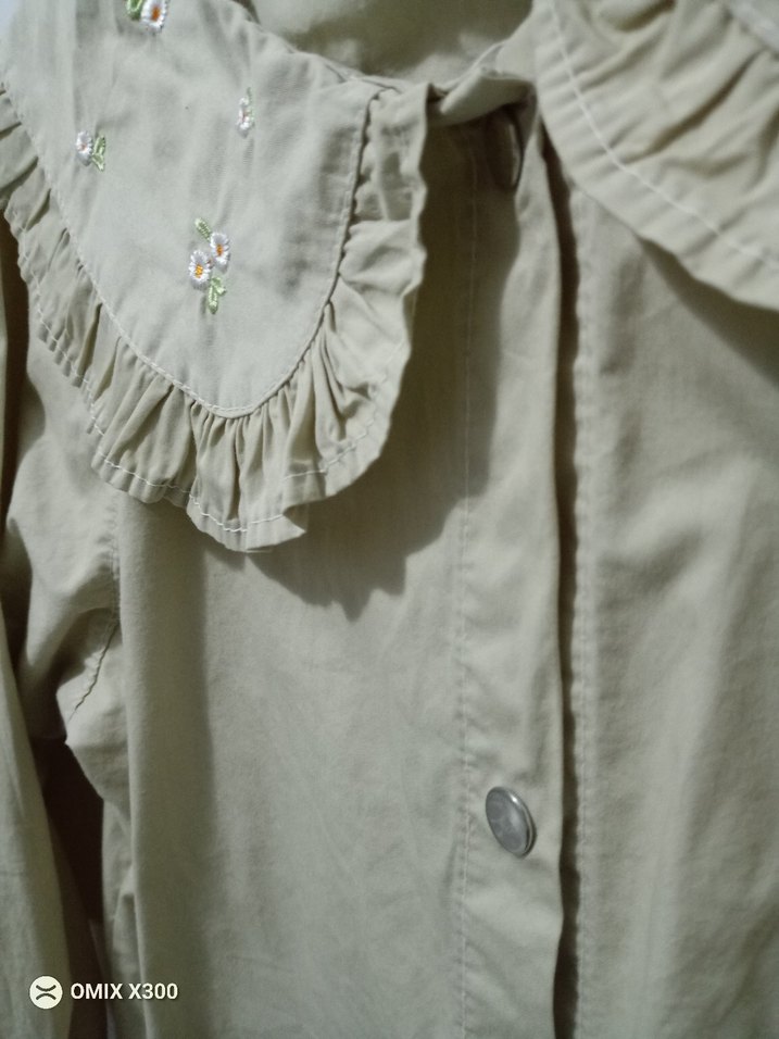 Nakışlı Bej Kız Çocuk Keten Bluz - Görsel 2