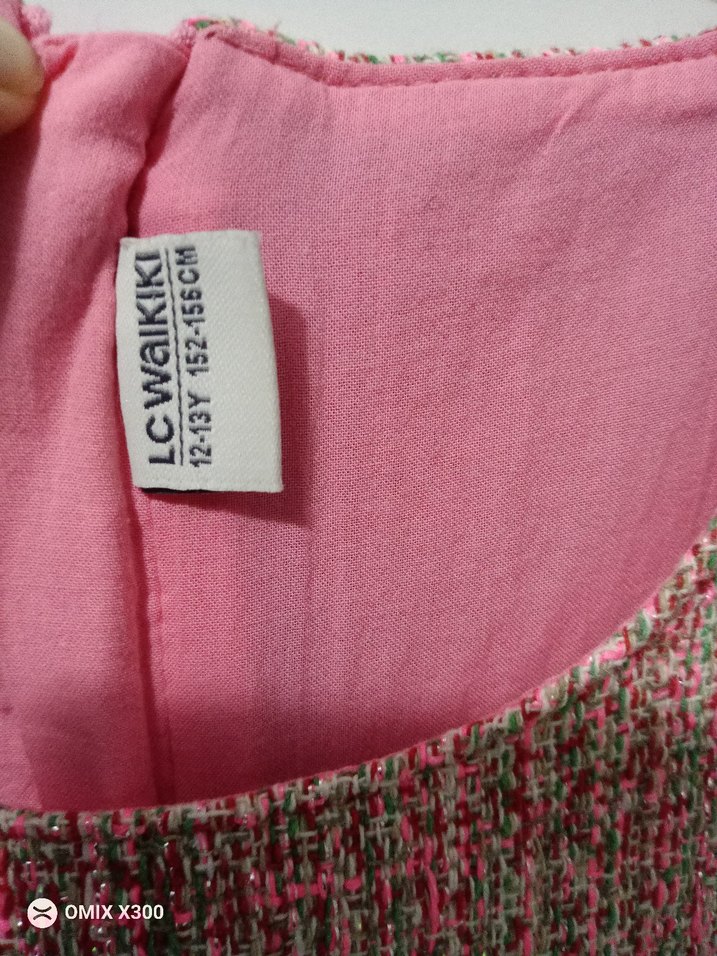 Düğmeli Pembe Vintage elbise - Görsel 4