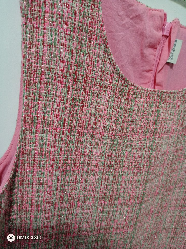 Düğmeli Pembe Vintage elbise - Görsel 2