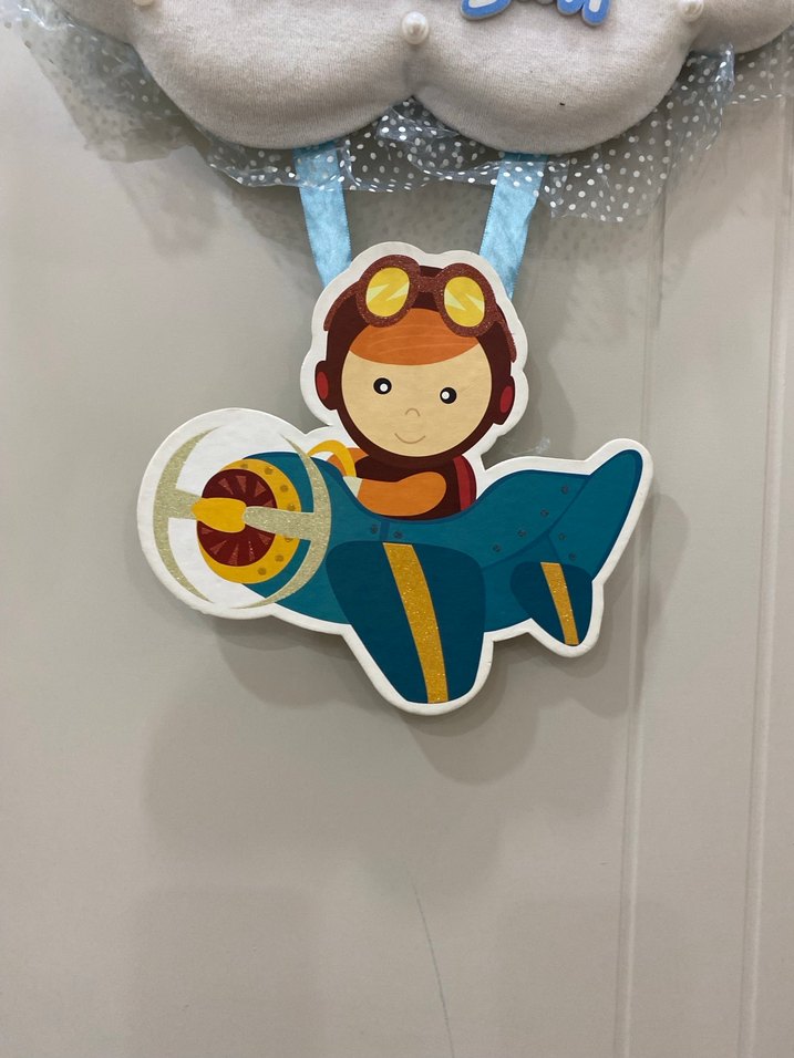 Mavi Bulut ve Uçaklı Bebek Kapı Süsü - Görsel 3