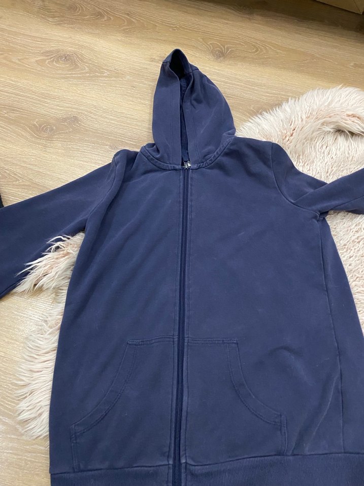 Mavi Kapüşonlu Fermuarlı Erkek Sweatshirt - Görsel 3