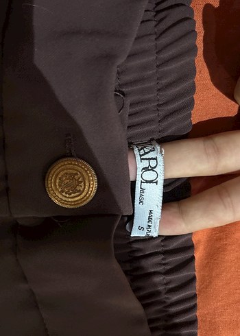 Düğmeli kahverengi  Kadın Kumaş Pantolon - Görsel 2