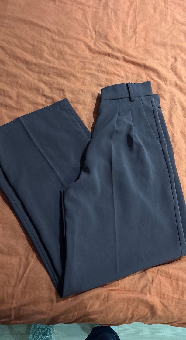 Düğmeli kahverengi  Kadın Kumaş Pantolon - Görsel 4