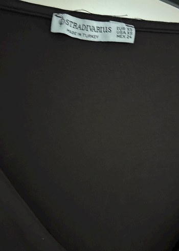 Siyah V Yaka Uzun Kollu Drapeli Bluz - Görsel 6