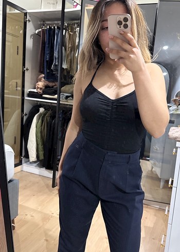 Lacivert Midi Kumaş Kadın Pantolon - Görsel 5