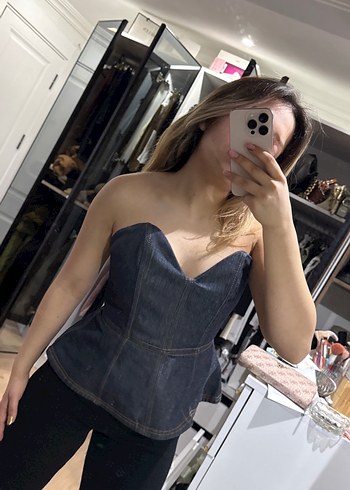 Gri Denim Straplez Kadın Bustiyer özel tasarım - Görsel 4