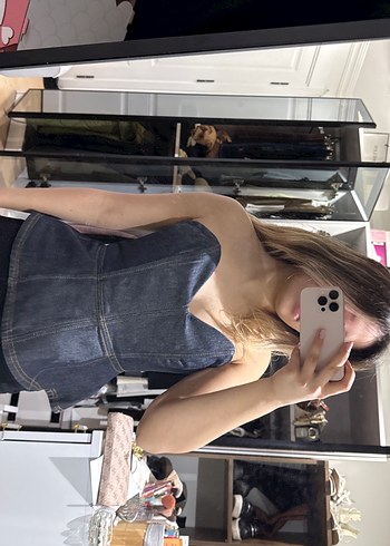 Gri Denim Straplez Kadın Bustiyer özel tasarım - Görsel 5