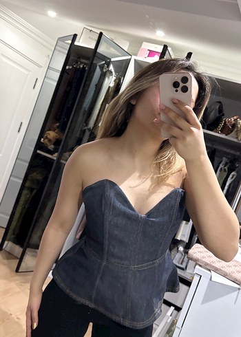 Gri Denim Straplez Kadın Bustiyer özel tasarım - Görsel 3