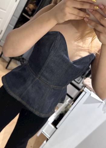 Gri Denim Straplez Kadın Bustiyer özel tasarım - Görsel 7