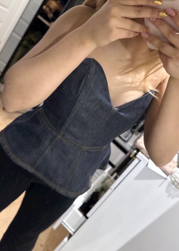 Gri Denim Straplez Kadın Bustiyer özel tasarım - Görsel 8