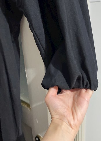38 Beden Siyah oversize elbise keten