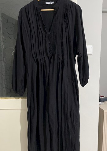 Siyah oversize elbise keten